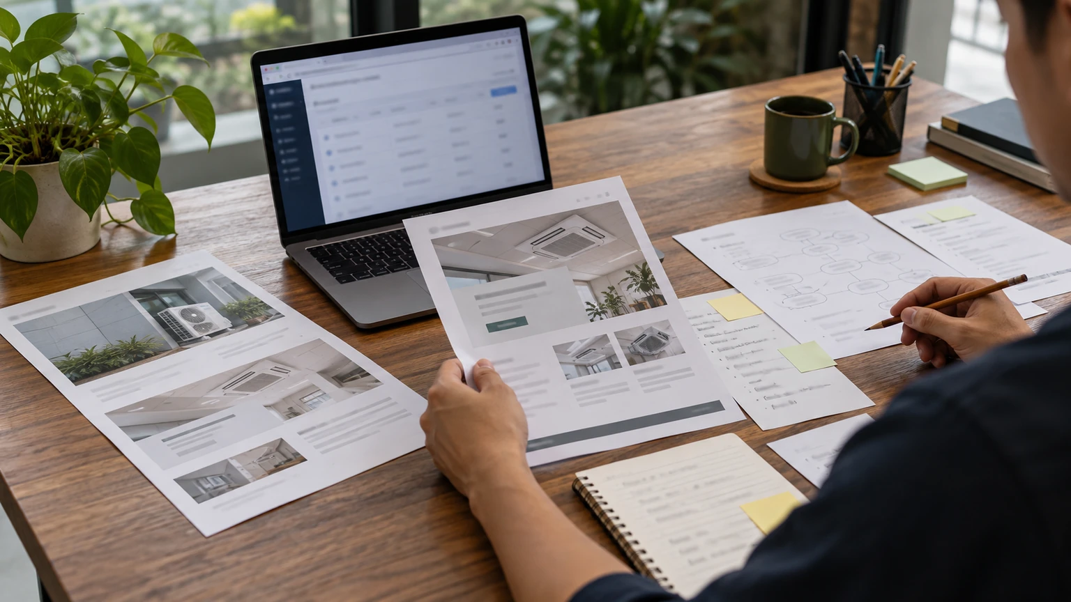 Maintenance page drafts and event notes compared during a campaign review.
